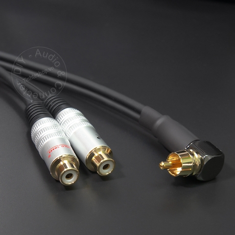 Cáp AV 1 ra 2 đực sang 2 cái DIY 0.2M đến 2M - RCA male angle to 2 RCA female cable