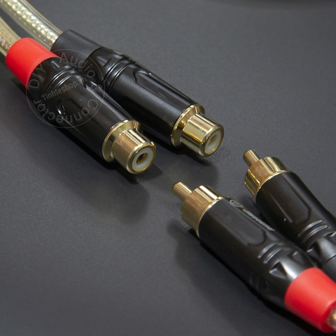 Cáp chia AV RCA 1 ra 2 DIY 0.2M đến 3M - RCA female to 2 RCA female cable