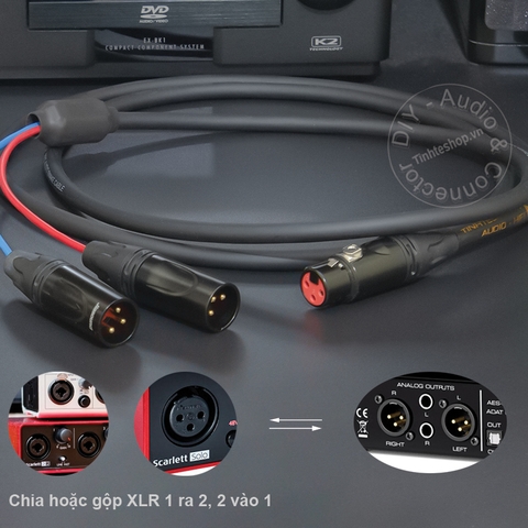 Dây jack canon cái sang 2 đực cắm cho Mixer Loa Micro - 1 female to 2 male XLR splitter cable