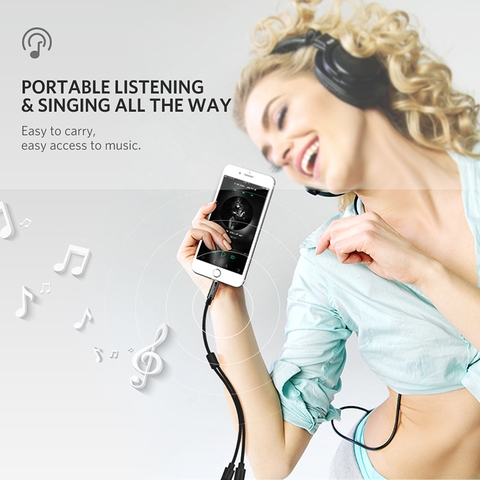 Cáp chia 3.5mm AUX 1 ra 2 1 cổng mic 1 cổng tai nghe 20Cm Ugreen AV141 10789