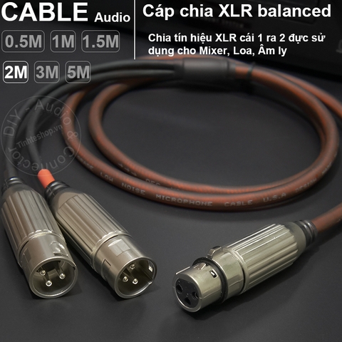 Dây canon cái sang 2 đực DIY 0.5 đến 10 mét - XLR female to 2 male balanced audio cable
