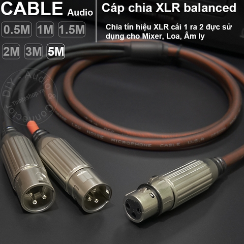 Dây canon cái sang 2 đực DIY 0.5 đến 10 mét - XLR female to 2 male balanced audio cable