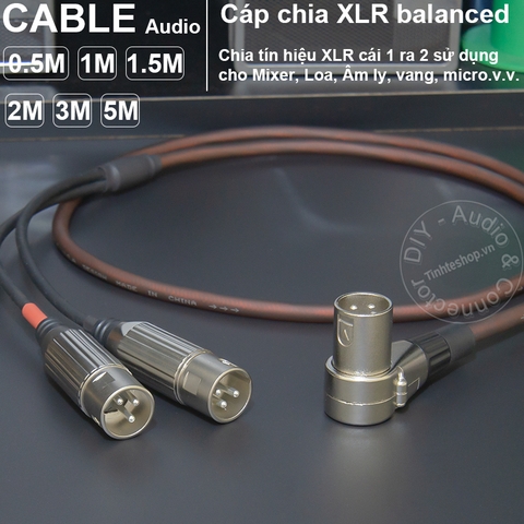 Dây XLR 1 ra 2 cắm cho Micro Vang Sub Đẩy Mixer - DIY balanced audio cable XLR male to 2 male