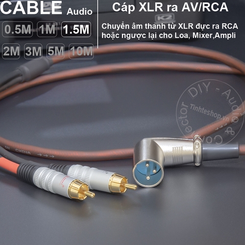 Dây Canon đực ra AV DIY 0.5 đến 5 mét - XLR male to 2 RCA cable