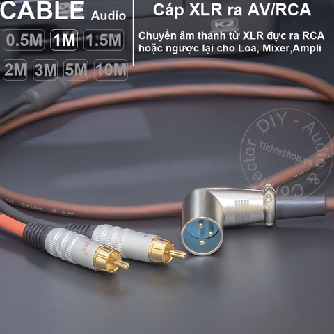 Dây Canon đực ra AV DIY 0.5 đến 5 mét - XLR male to 2 RCA cable