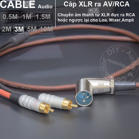 Dây Canon đực ra AV DIY 0.5 đến 5 mét - XLR male to 2 RCA cable