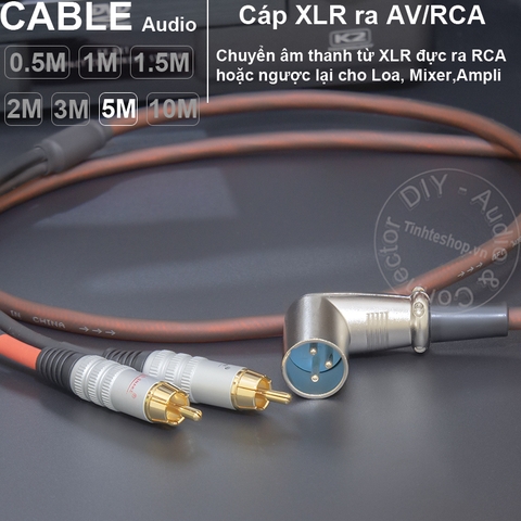 Dây Canon đực ra AV DIY 0.5 đến 5 mét - XLR male to 2 RCA cable