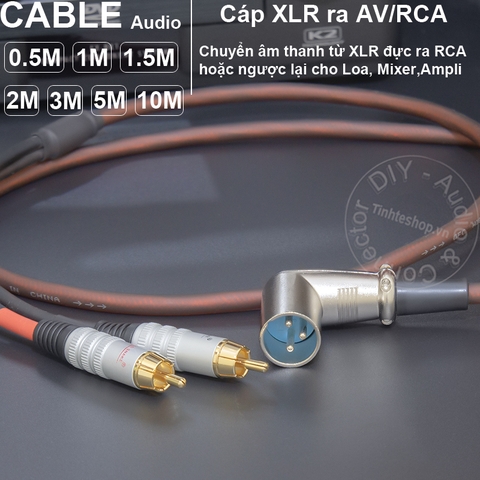 Dây Canon đực ra AV DIY 0.5 đến 5 mét - XLR male to 2 RCA cable