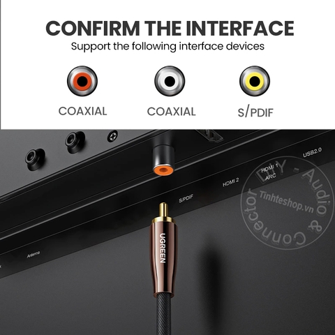 Cáp SPDIF 75Ohm Ugreen AV155 1 và 2 mét - 75Ohm coaxial digital audio cable