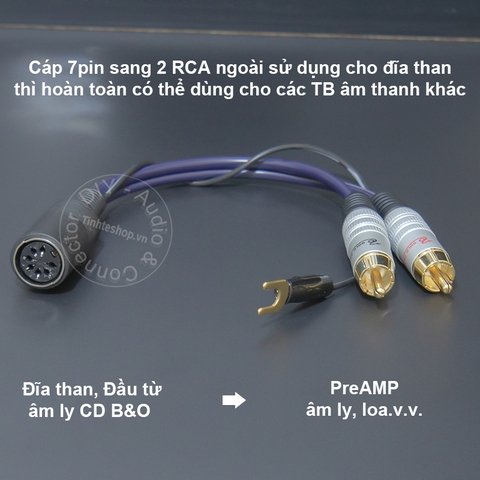 Dây Din 7pin ra AV phono cho đĩa than và Pre AMP - 7pin female to 2 RCA male audio cable for vinyl records