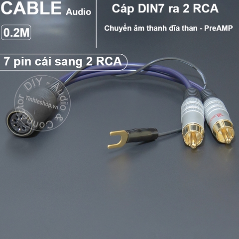 Dây Din 7pin ra AV phono cho đĩa than và Pre AMP - 7pin female to 2 RCA male audio cable for vinyl records