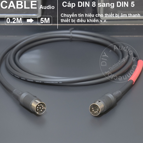 Dây DIN 8 sang DIN 5 cho Âm ly Châu Âu Băng cối Sound card - MIDI DIN 8 male to DIN 5 male cable