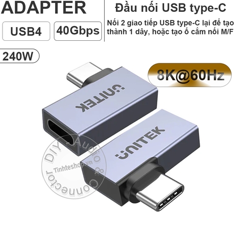 Đầu nối USB C cái sang cái hỗ trợ 8K60Hz 40Gbps sạc nhanh 240W - USB4 type C female to female connector