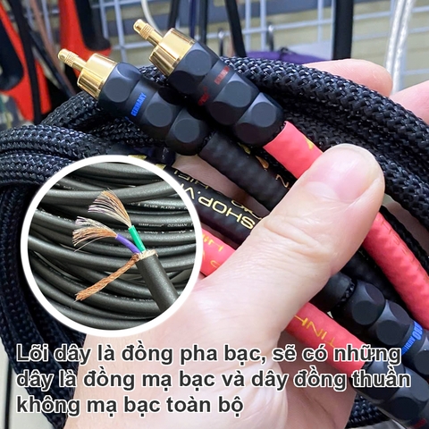 Dây loa cổng bông sen đồng pha bạc Yarbo của Đức - DIY Analog RCA Audio Cable with Silver Copper Phase