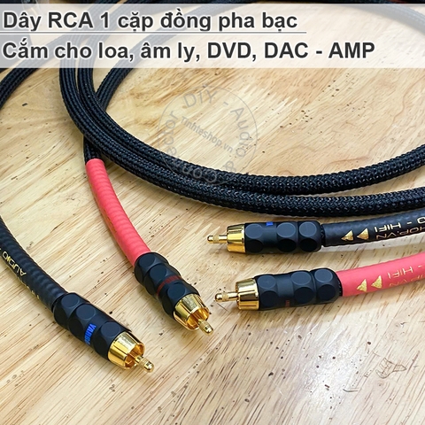 Dây loa cổng bông sen đồng pha bạc Yarbo của Đức - DIY Analog RCA Audio Cable with Silver Copper Phase