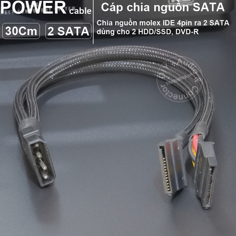 Molex IDE 4 pin ra 2 SATA 30Cm - 4pin molex to 2 SATA power cable