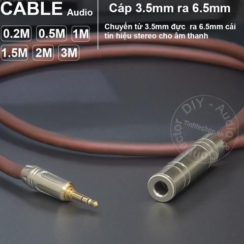 Dây 3.5 sang 6.5 DIY 0.2M đến 5M - 6.5mm female to 3.5mm male cable