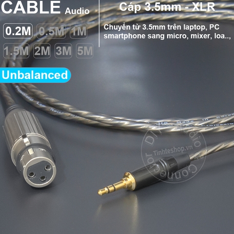 Dây micro canon sang 3.5 unbalanced cắm cho Laptop Smartphone Camera Smartphone