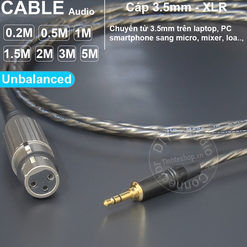 Dây micro canon sang 3.5 unbalanced cắm cho Laptop Smartphone Camera Smartphone