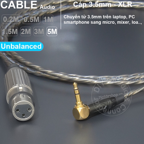 Dây cắm micro 3.5 sang canon cái unbalanced chuyển micro cho Laptop Smartphone Camera Bộ thu micro