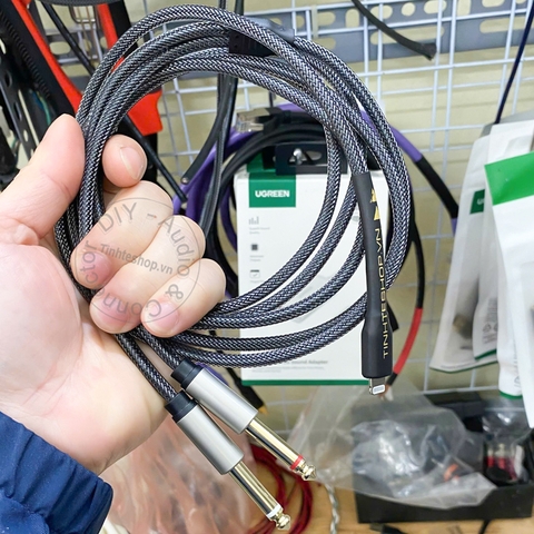Dây chuyển nhạc từ iPhone iPad sang Mixer Loa kiểm âm - Lightning to 2 6.35mm cable