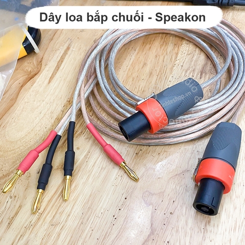 Dây loa bắp chuối sang speakon chuyển âm thanh cho Đẩy Âm ly Loa Sub
