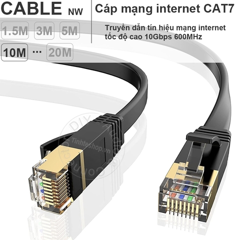 Cáp mạng Cat7 10Gb STP chống nhiễu siêu mỏng 1.5 mét đến 20 mét King-Master - Cat7 SPT network cable 10Gbps 600MHz