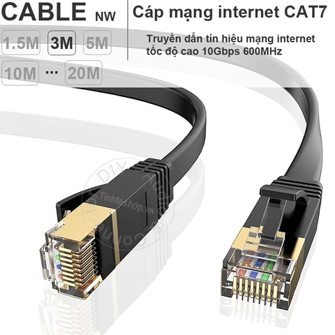 Cáp mạng Cat7 10Gb STP chống nhiễu siêu mỏng 1.5 mét đến 20 mét King-Master - Cat7 SPT network cable 10Gbps 600MHz