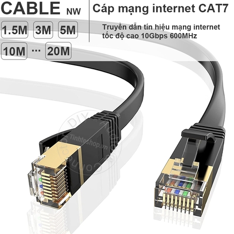 Cáp mạng Cat7 10Gb STP chống nhiễu siêu mỏng 1.5 mét đến 20 mét King-Master - Cat7 SPT network cable 10Gbps 600MHz