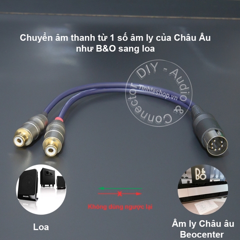 Cáp 7pin sang 2 AV chuyển âm thanh từ Âm ly Beocenter sang loa - 7-pin MIDI to 2 RCA audio cable for B&O amplifier
