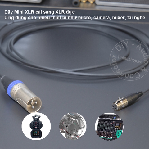 Dây mini XLR sang XLR cắm cho Micro Camera Mixer.v.v. 0.2 đến 30 mét - DIY mini XLR female to XLR male microphone cable
