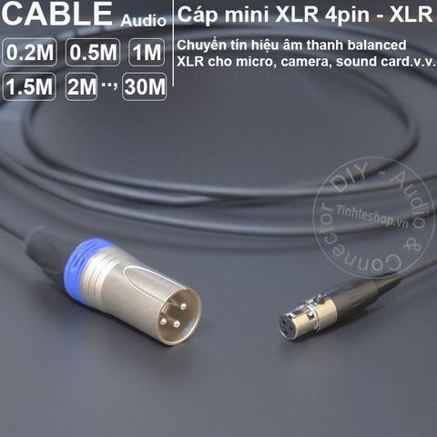 Dây mini XLR sang XLR cắm cho Micro Camera Mixer.v.v. 0.2 đến 30 mét - DIY mini XLR female to XLR male microphone cable