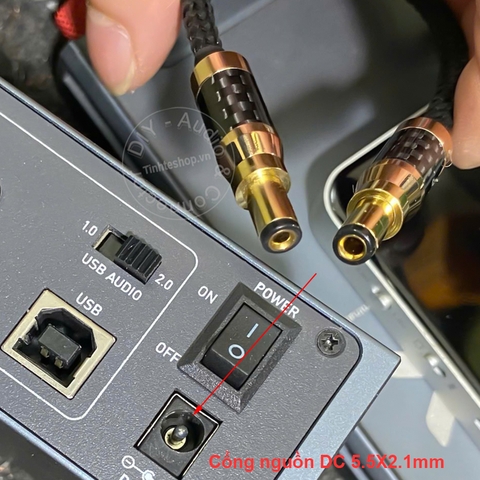 Dây nguồn DAC AMP 5.5x2.5mm sang 5.5x2.1mm lõi đồng mạ bạc - Audio power cable