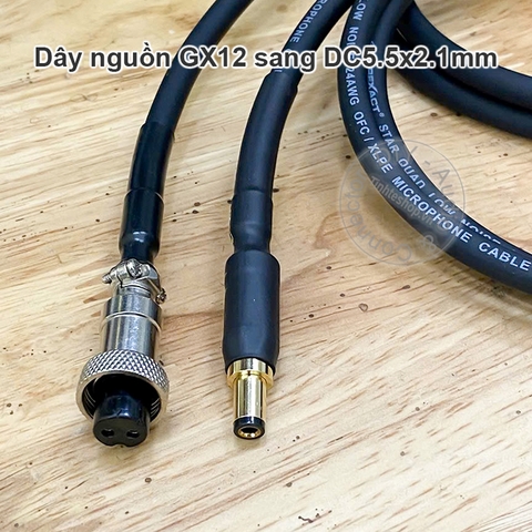 Dây nguồn DC GX12 2 chân sang 5.5x2.1mm cấp nguồn tuyến tính cho PC NUC DAC AMP