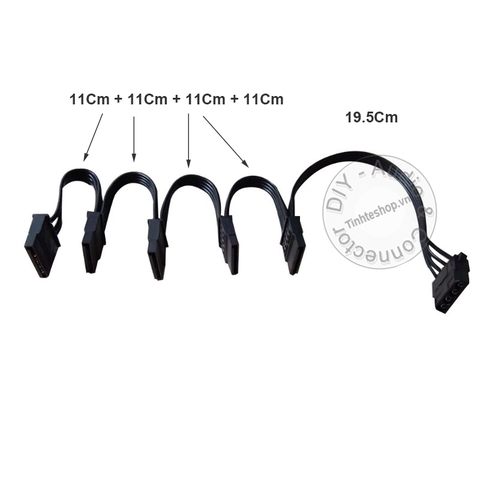 Cáp nguồn 4pin IDE ra 5 SATA 60Cm - Molex IDE 4 pin to 5 SATA cable
