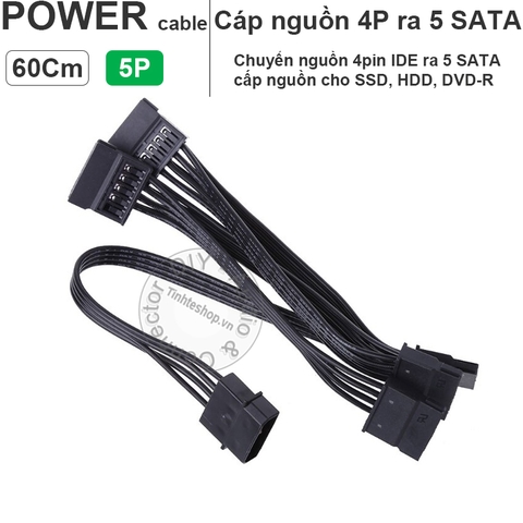 Cáp nguồn 4pin IDE ra 5 SATA 60Cm - Molex IDE 4 pin to 5 SATA cable
