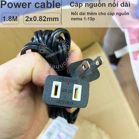 Dây nguồn 2 chân dẹt nối dài 1.8 mét 3x0.82mm - Nema power cable 1-15p male to female extension