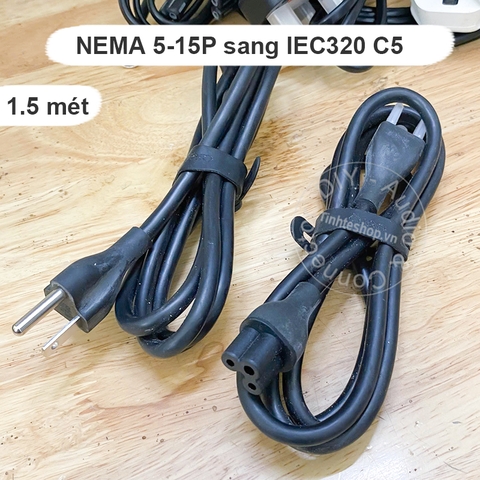 Cáp sạc laptop NEMA 5-15P sang IEC320 C5 1.5 mét