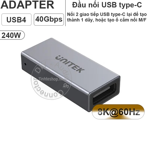 Đầu nối USB C cái sang cái hỗ trợ 8K60Hz 40Gbps sạc nhanh 240W - USB4 type C female to female connector
