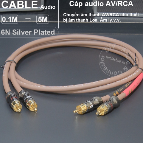 Dây hoa sen đồng 6N mạ bạc 0.1 đến 5 mét 1 cặp - 1 pair DIY silver-plated copper RCA audio cable