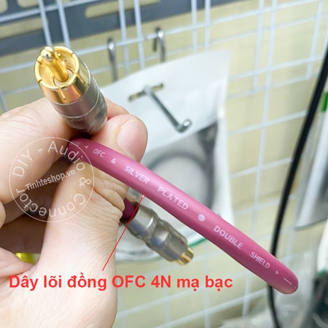Dây nối dài jack bông sen cho Loa Âm ly DVD - Silver-plated 4N copper core RCA audio extension cable