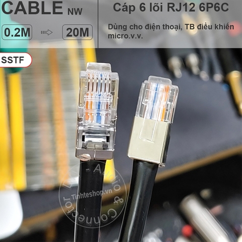 Cáp RJ12 6P6C SSTP microphone Polycom 0.2 đến 20 mét - RJ12 signal cable with 2-layer anti-interference metal shell
