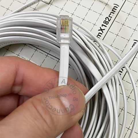 Dây điện thoại 2 đầu RJ9 4P4C - RJ9 thin flat 4-core landline telephone signal cable