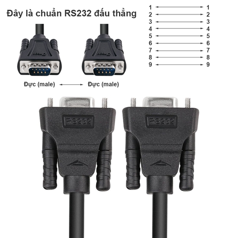 Cáp COM 9 chân 2 đầu đực đấu thẳng DTECH DT-9005A