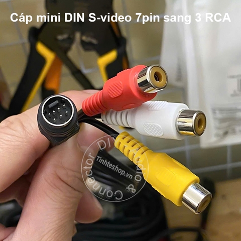 Dây mini DIN 7pin S-video sang 3 đầu bông sen AV - Svideo 7p to RCA Audio và Video