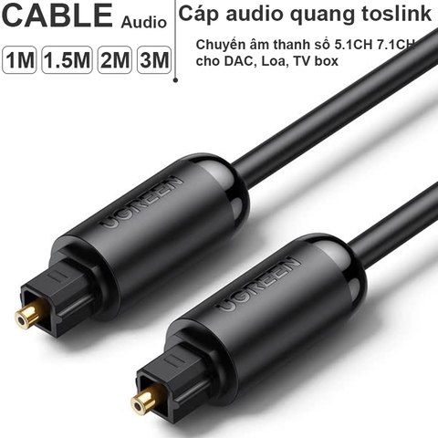 Cáp âm thanh quang số SPDIF 5.1 7.1 Ugreen AV122 1M 1.5M 2M 3M