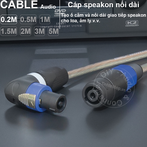 Cáp loa nối dài DIY 0.2 đến 10 mét - Speakon audio cable extension plug for Power Amplifier Speakers