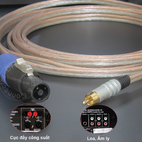 Cáp loa speakon sang RCA chuyển từ cục đẩy công suất sang Loa Âm ly DIY 0.5 đến 10 mét - Speakon to RCA cable