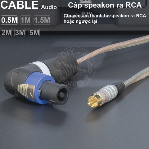 Cáp loa speakon sang RCA chuyển từ cục đẩy công suất sang Loa Âm ly DIY 0.5 đến 10 mét - Speakon to RCA cable