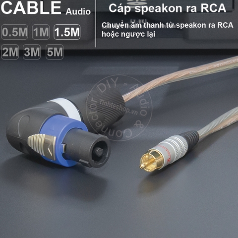 Cáp loa speakon sang RCA chuyển từ cục đẩy công suất sang Loa Âm ly DIY 0.5 đến 10 mét - Speakon to RCA cable